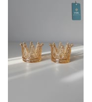 Royal Crown  2 'li Mumluk ve Tealight Mum Tutucu (RoseGold)