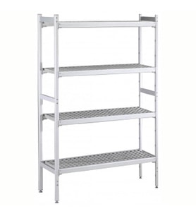 Electrolux Professional Düz Etejer Seti, Aluminyum Ayaklı, 4 Raflı, Her Raf Demonte Polietilen Tabletlerden Oluşur, Tabletler Bulaşık Makinesinde Yıkanabilir - 475x1872 Mm, H=1700 Mm BLS1872