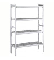 Electrolux Professional Düz Etejer Seti, Aluminyum Ayaklı, 4 Raflı, Her Raf Demonte Polietilen Tabletlerden Oluşur, Tabletler Bulaşık Makinesinde Yıkanabilir - 475x1872 Mm, H=1700 Mm BLS1872