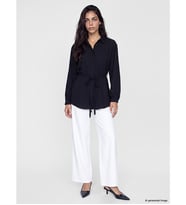 LCW Modest Siyah Beli Kuşaklı Kadın Gömlek Tunik