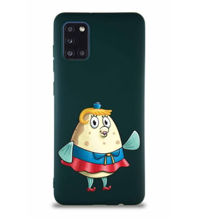 Samsung Galaxy A31 Soft Premier Kapak Bayan Puff Tasarımlı Silikon Kılıf - Yeşil (Şeffaf)