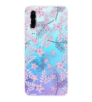 Huawei P30  Kamera korumalı Kapak Floral Pudra Tasarımlı  Şeffaf Kılıf