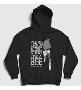 Presmono Unisex Siyah Butterfly Muhammed Ali Kapüşonlu Sweatshirt 230113tt