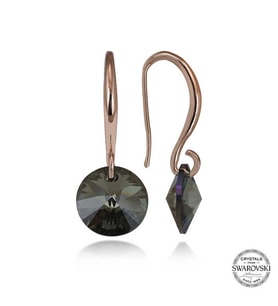 Swarovski Crystal Taşlı Gümüş Yeşil Taşlı Yuvarlak Sallantılı Kadın Küpe