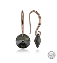 Swarovski Crystal Taşlı Gümüş Yeşil Taşlı Yuvarlak Sallantılı Kadın Küpe