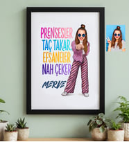 Kişiye Özel Karikatürlü Efsaneler Nah Çeker Siyah Çerçeve Doğum Günü Hediyesi