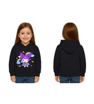 Unisex Baskılı Çocuk Swaetshirt Kapüşonlu 3 İplik Şardonlu Kuromi baskılı (Siyah)