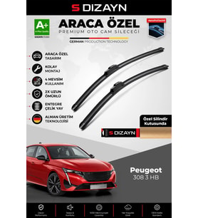 S-Dizayn Peugeot 308 3 HB Ön Cam Silecek Seti 2021 Üzeri Premium Araca Özel 60-40 Cm A+ Kalite
