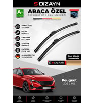 S-Dizayn Peugeot 308 3 HB Ön Cam Silecek Seti 2021 Üzeri Premium Araca Özel 60-40 Cm A+ Kalite