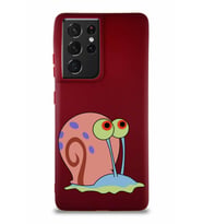Samsung Galaxy S21 Ultra Soft Premier Kapak Salyangoz Gary Tasarımlı Silikon Kılıf - Mürdüm (Şeffaf)