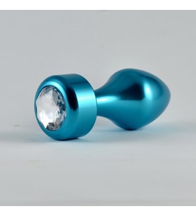 Lovetoy Mavi Metal Beyaz Taşlı Plug 8 Cm