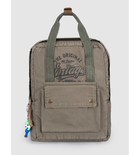 Vizon Vintage Baskılı Keten Unisex Sırt Çantası