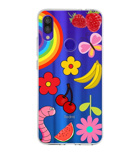 PrintiFy Xiaomi Redmi Note 7 Pro ile Uyumlu 1mm Slim Fit Water Color 5 Baskılı Şeffaf  Kılıf