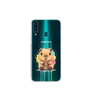 Samsung Galaxy A20S ile Uyumlu Splash Kapibara Tasarımlı Şeffaf Silikon Kılıf