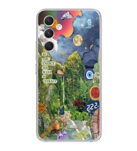Samsung Galaxy S24 FE Uyumlu Doğa Kolaj Aesthetic Tasarımlı Şeffaf Telefon Kılıfı