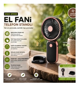 Kalemhane Mini El Fanı- 3 Kademeli Turbo Güç Siyah