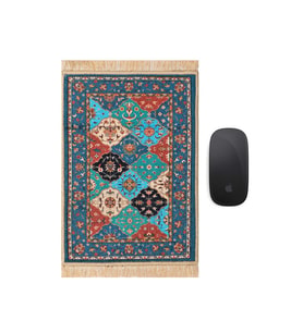 Bursa İpek Petrol Mavi Dekoratif Küçük Halı Mousepad