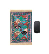 Bursa İpek Petrol Mavi Dekoratif Küçük Halı Mousepad