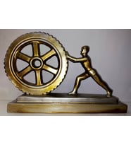 DİŞLİ TAŞIYAN İŞÇİ HEYKELİ 37 cm x 25 cm gümüş eskitme