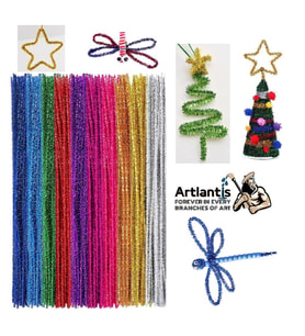 Metalik Şönil Renkli 30 Cm 50'li 1 Paket Artlantis 30 Cm Renkli Metalik Tüylü Tel 50 li 1 Paket