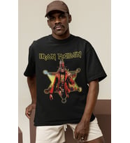 Tasarım Iron Maiden Rock Metal Müzik Grubu Baskılı Unisex Oversize Tişört