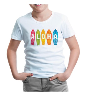 Aloha when Surfing Beyaz Çocuk Tshirt