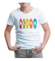 Aloha when Surfing Beyaz Çocuk Tshirt