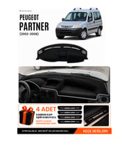 PEUGEOT PARTNER (2002-2008) Uyumlu Torpido Örtüsü Torpido Kılıfı - Siyah Gri