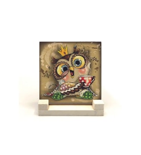 Baykuş Baskılı Taş Masaüstlük 10X10