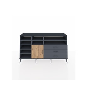 Kronos Konsol 8 Raflı 3 Çekmeceli Tek Kapaklı  176x59x99 Antrasit-Çam/Antrasit
