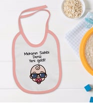 BK Kids Kişiye Özel Pembe Bebek Mama Önlüğü - Model 103