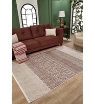 Bej Halı Bohem Stil Geometrik Desenli Kaymaz Tabanlı Salon Halısı Etnik Dijital Baskı