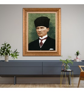 Altın Varaklı Paspartulu Çerçeveli Tablo hb1050