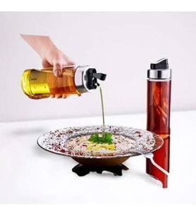 Cambu Tiktak Borosilikat Damlatmaz Otomatik Açılan Kapaklı Cam Yağdanlık 500ML (Gümüş)
