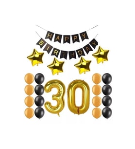 30 Yaş Folyo Balon Happy Bırthday Banner Yazı Doğum Günü Seti Parti Seti