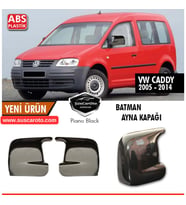Vw Caddy Mk2 2005-2014 Uyumlu Batman Yarasa Ayna Kapağı Piano Black ABS Plastik
