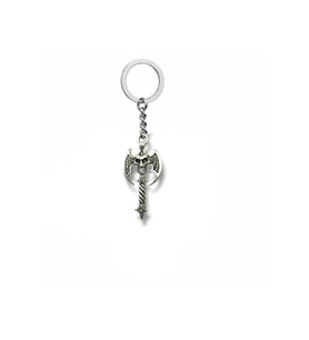 Kuru Kafa Figürlü Balta Anahtarlık – Gotik Zamak Metal Unisex Aksesuar