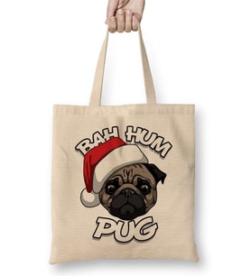 Bah Hum Pug Christmas Bez Çanta Uzun Saplı