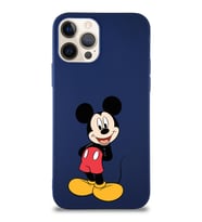 Apple iPhone 12 Pro Soft Premier Kapak Mickey Mouse-B Tasarımlı Silikon Kılıf - Lacivert (Şeffaf)
