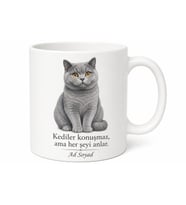 İsme Özel British Shorthair Desenli Kupa Bardak Kedi Severlere Hediye