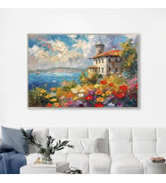 Yağlı Boya Dokulu Tablo Modern İstanbul Manzarası Gümüş Çerçeveli U06024