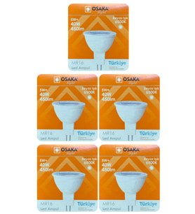 (5 Adet) Osaka 5W (40W) Beyaz Işık (6500K) G4 Duylu (İğne Bacak) Led Çanak Ampul