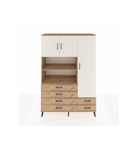 Hyperion Dolap 9 Raflı 6 Çekmeceli 3 Kapaklı 132x44x195 Çam-Aytaşı/Çam