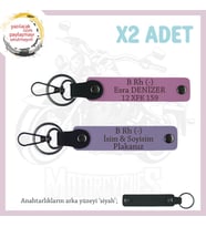Motor Severlere Özel, İsim Plaka ve B Rh (-) Kan Grubu Özel Tasarım x2' li Anahtarlık, Mor-Pembe-Syh (Çok Renkli)