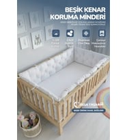 Beşik Kenar Koruma Minderi %100 Pamuk - Montessori Yatak Uyumlu - Beyaz - Buble Soft