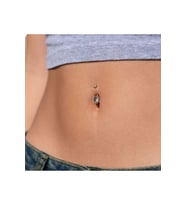 316 L Çelik Zirkon Taşlı Kalp Göbek Piercingi Taşlı Kalpli Minimal Göbek Piercingi Gold (Çok Renkli)