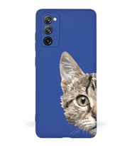 Samsung Galaxy S20 FE Uyumlu Lansman Kılıf Catface Tasarımlı İçi Kadife Kapak-Lacivert (Şeffaf)