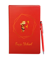Kişiye Özel Kırmızı Defter Kalem Hediye Seti