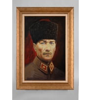 Altın Varaklı Çerçeveli Paspartulu Atatürk Tablo a478 (Gold)