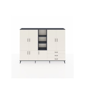 Arges Dolap 11 Raflı 3 Çekmeceli 7 Kapaklı 220x30x163 Antrasit-Aytaşı